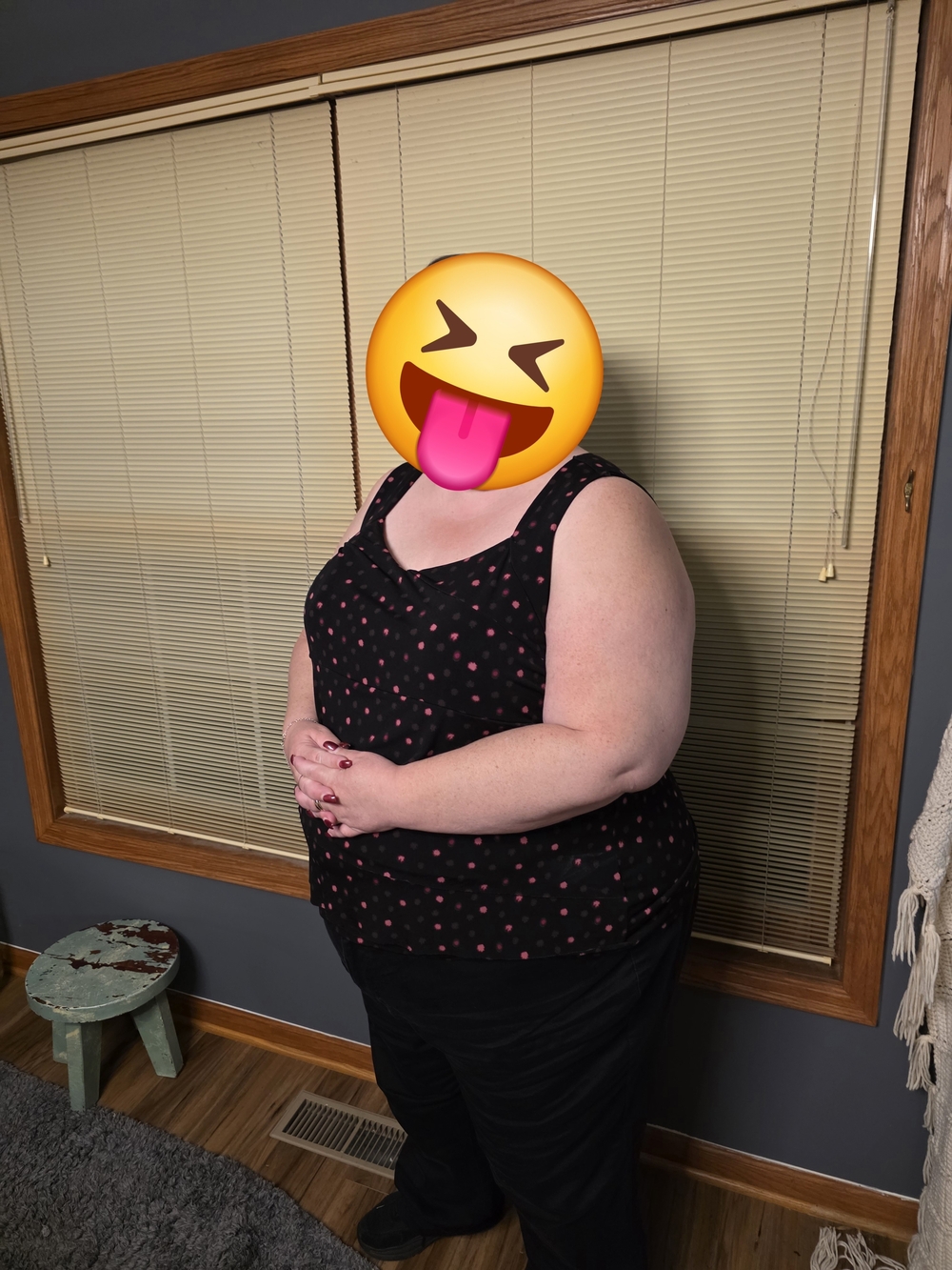 Sleeveless Black Tank with Pink Polka Dots